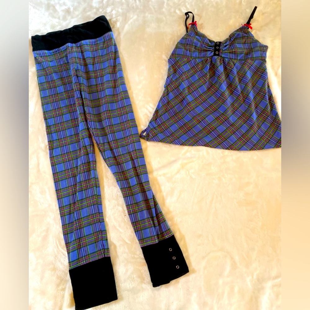 Betsey Johnson intimates plaid black trim